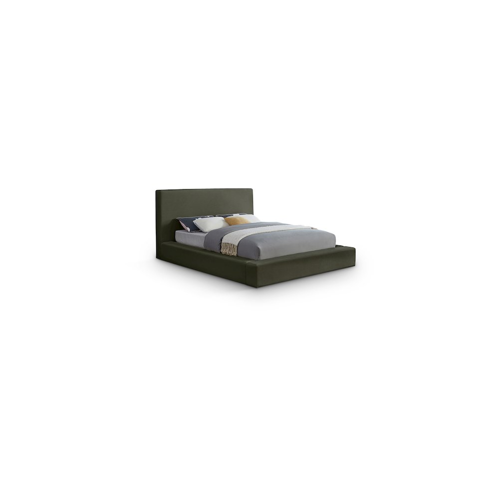 Dorian Green Velvet King Bed. Picture 1