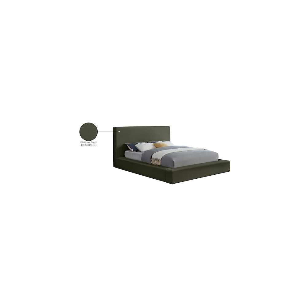 Dorian Green Velvet Queen Bed. Picture 7