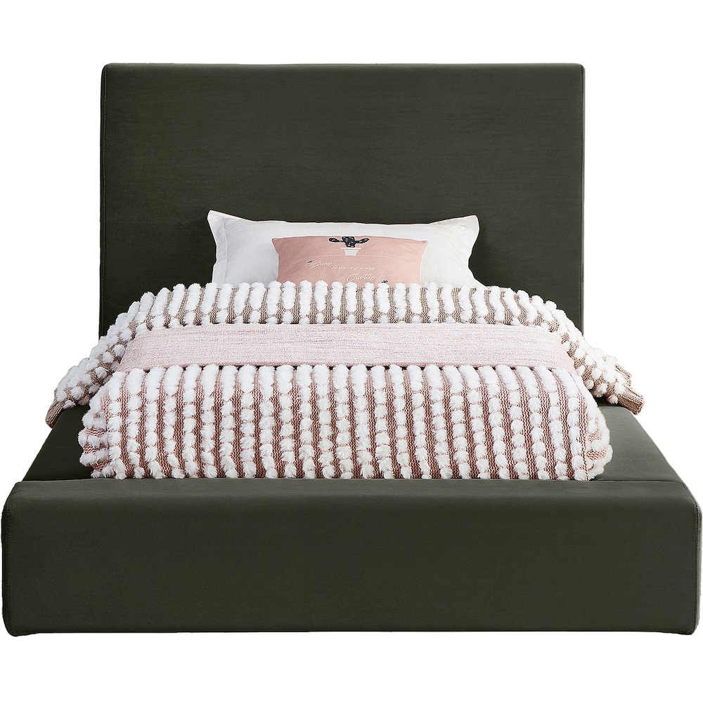Dorian Green Velvet Twin Bed. Picture 2
