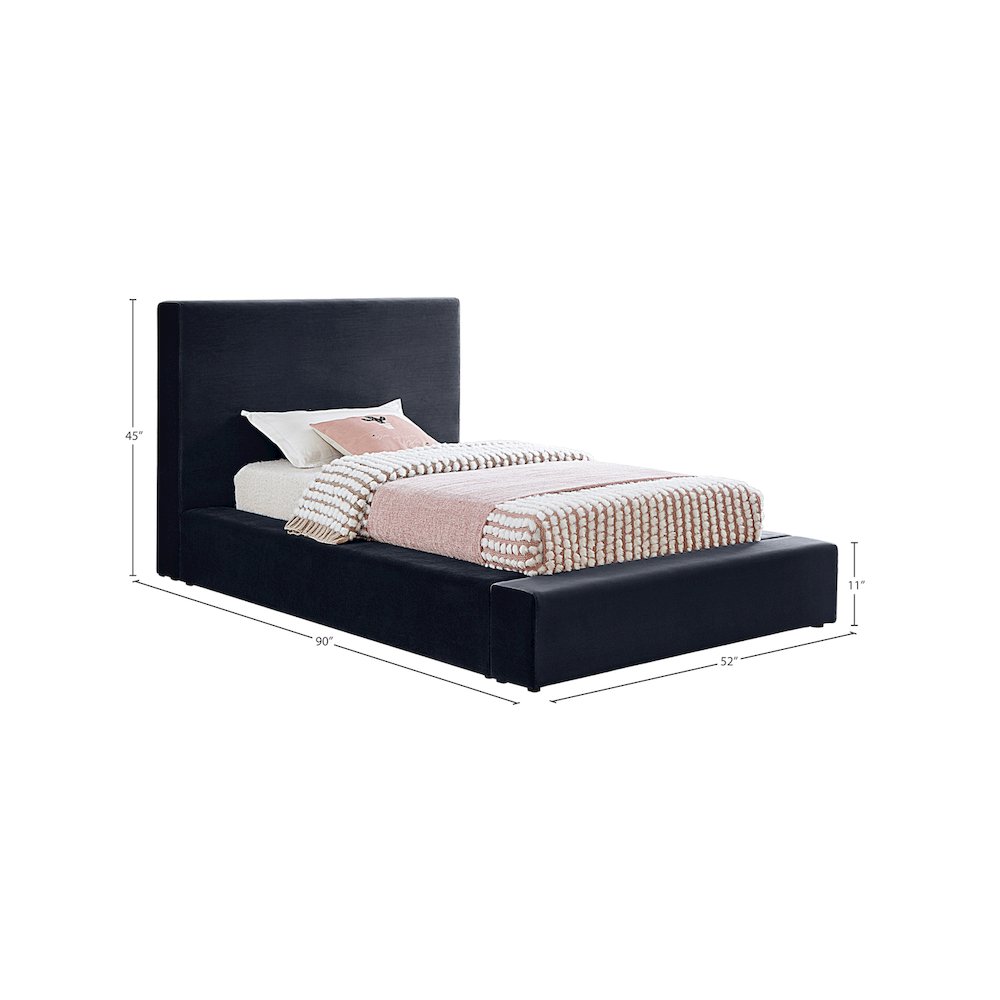 Dorian Navy Velvet Twin Bed. Picture 6