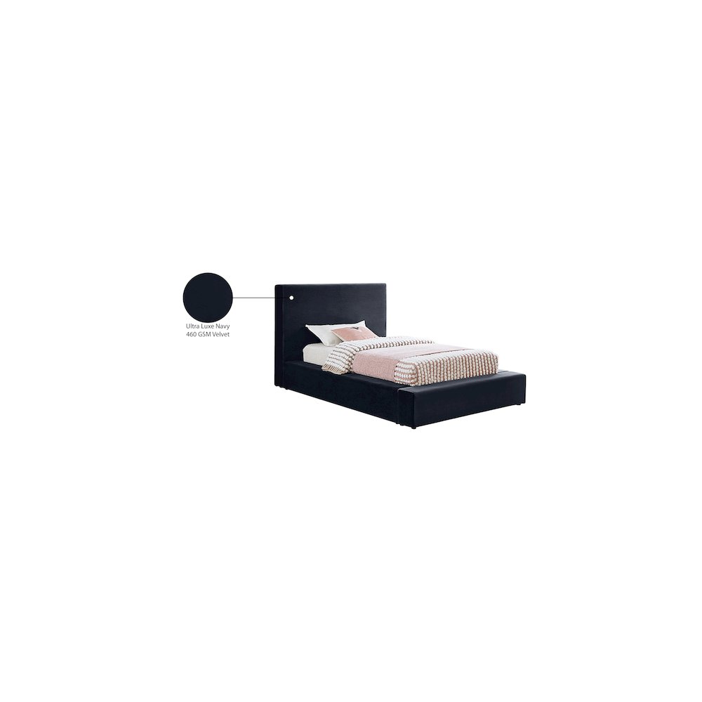 Dorian Navy Velvet Twin Bed. Picture 7
