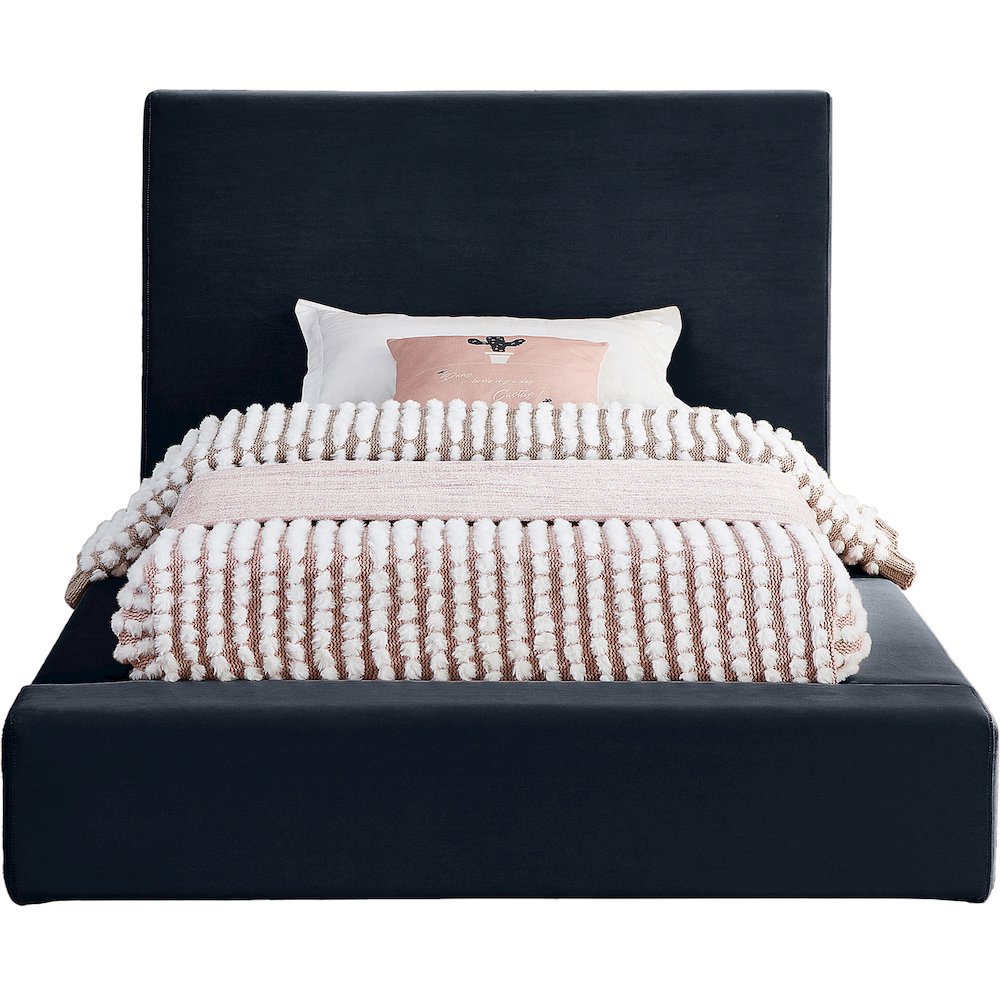 Dorian Navy Velvet Twin Bed. Picture 2