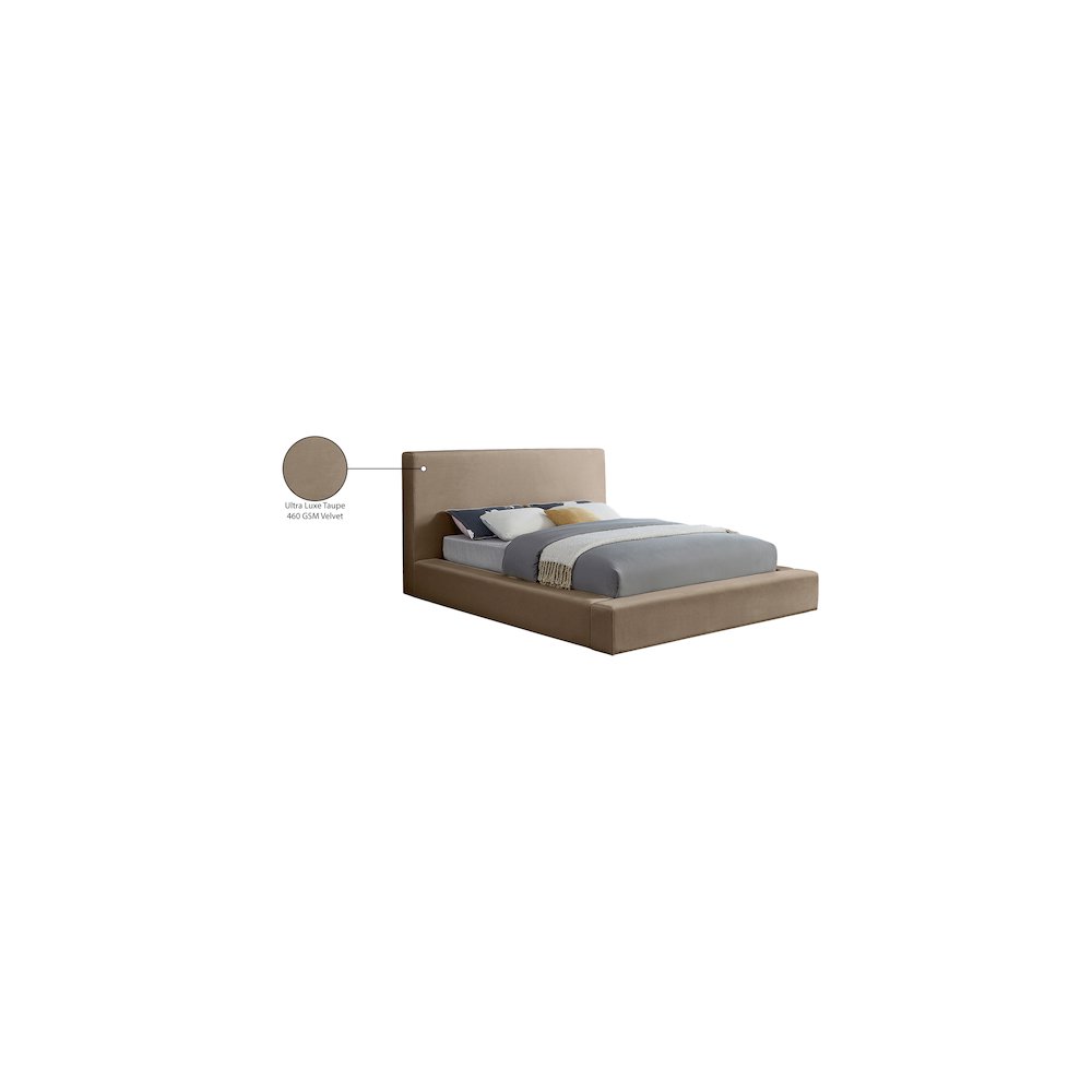 Dorian Taupe Velvet Full Bed. Picture 7