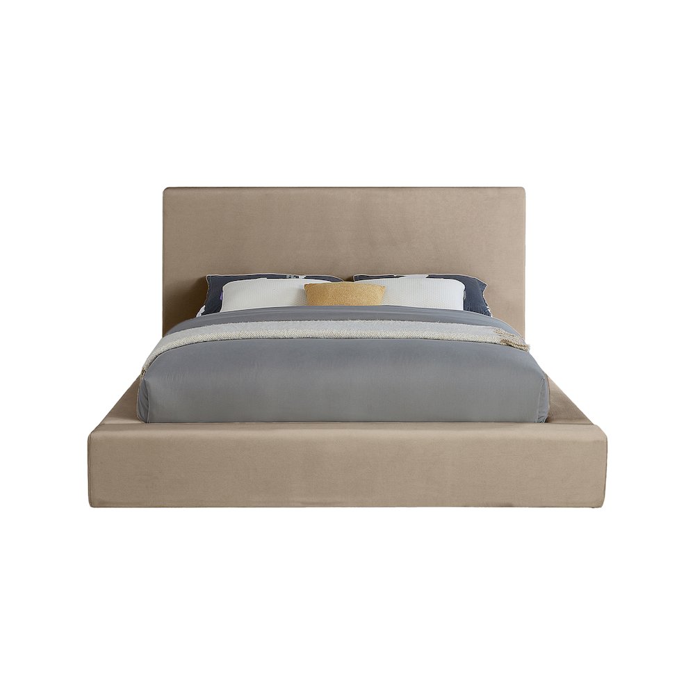 Dorian Taupe Velvet Full Bed. Picture 2