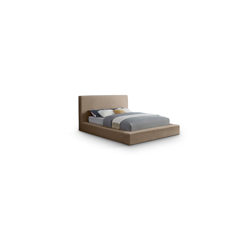 Dorian Taupe Velvet Queen Bed. Picture 1