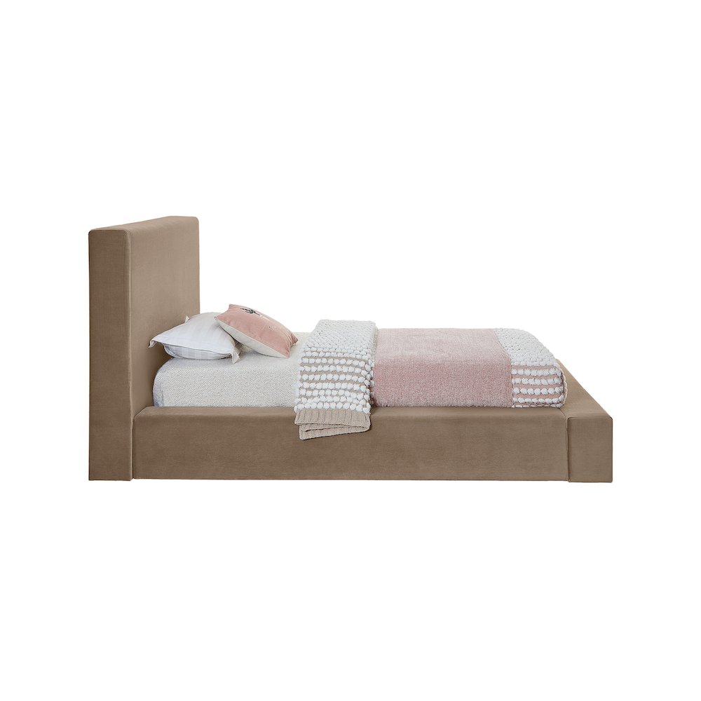 Dorian Taupe Velvet Twin Bed. Picture 3