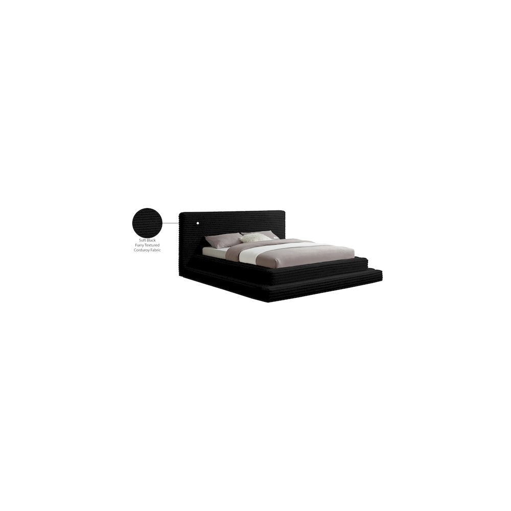 Drew Black Corduroy Fabric Full Bed. Picture 7