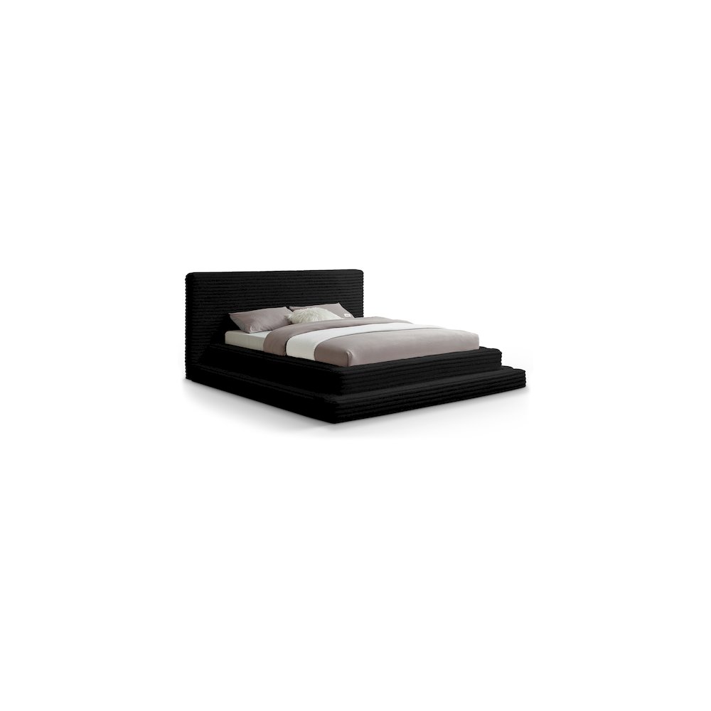 Drew Black Corduroy Fabric Full Bed. Picture 1
