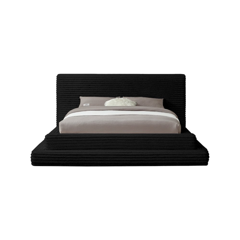 Drew Black Corduroy Fabric Full Bed. Picture 2