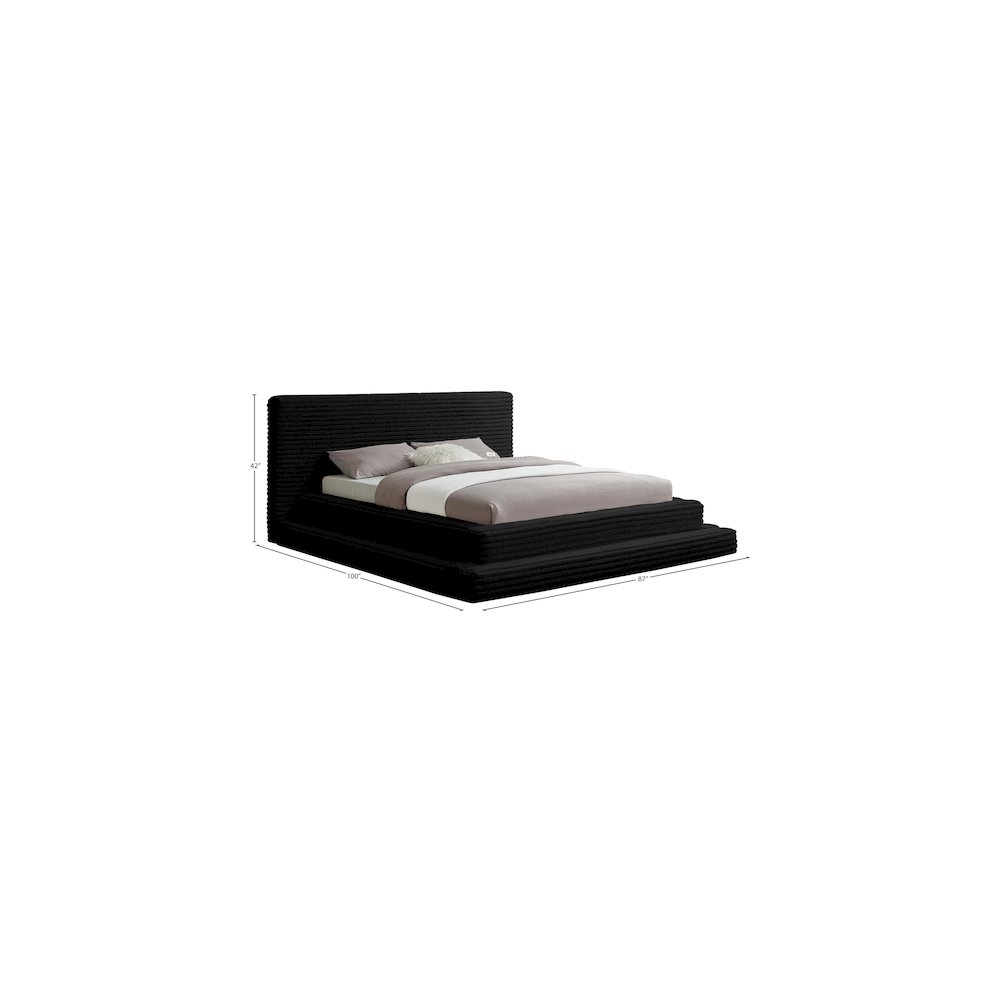 Drew Black Corduroy Fabric Queen Bed. Picture 6