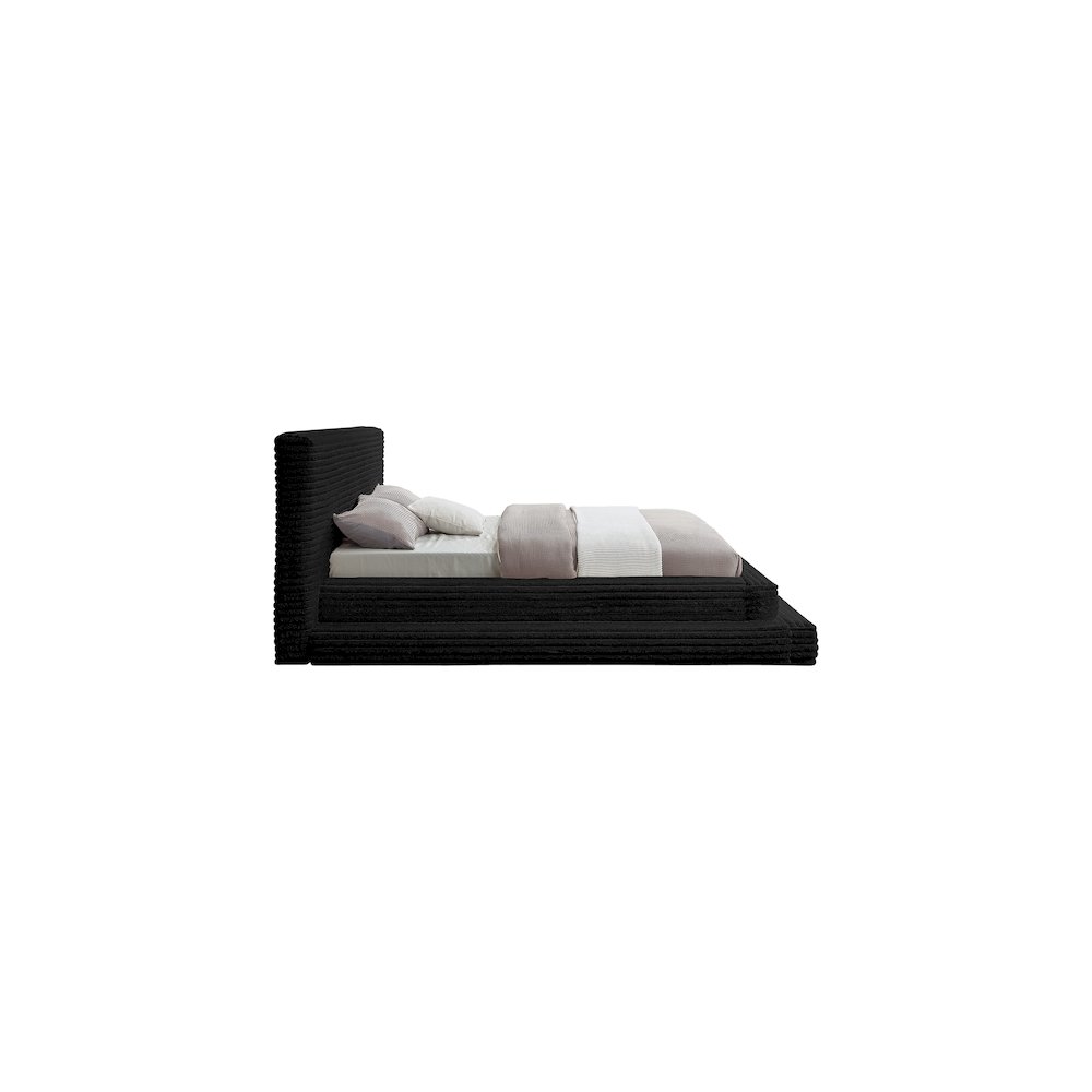 Drew Black Corduroy Fabric Queen Bed. Picture 3