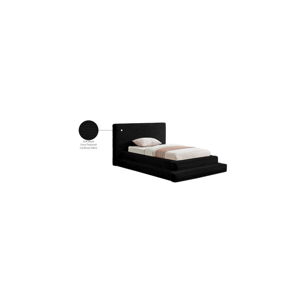 Drew Black Corduroy Fabric Twin Bed. Picture 7