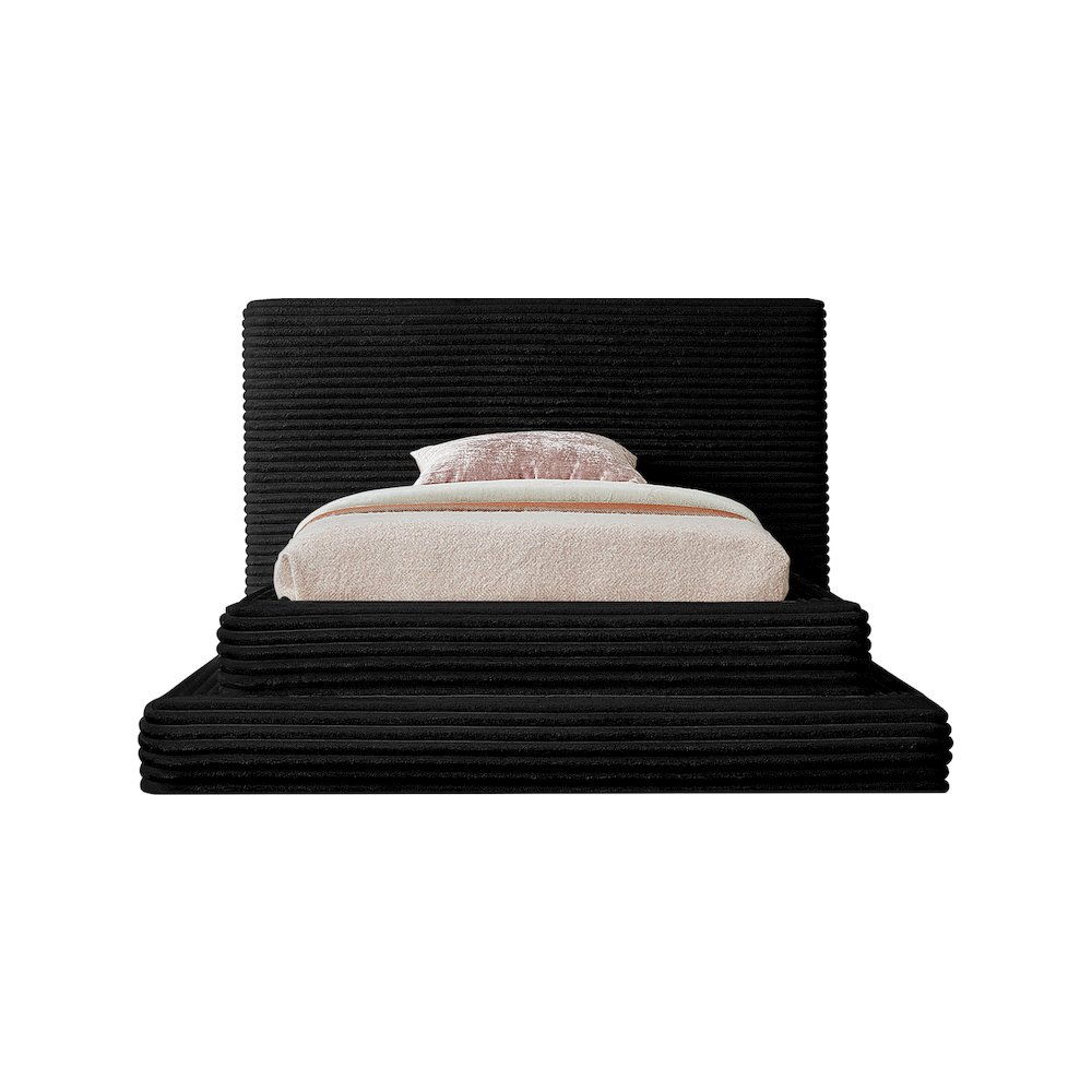 Drew Black Corduroy Fabric Twin Bed. Picture 2
