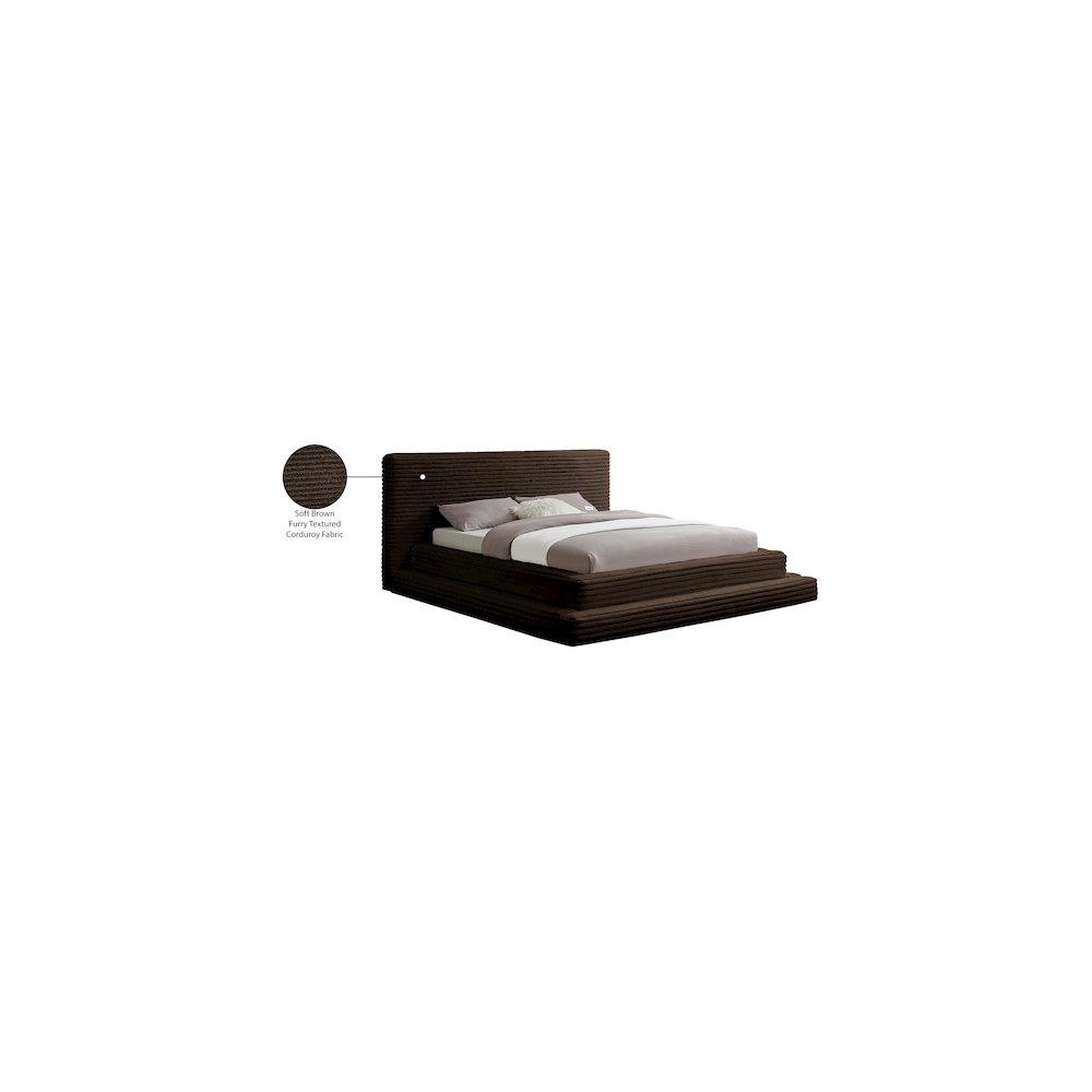 Drew Brown Corduroy Fabric King Bed. Picture 7