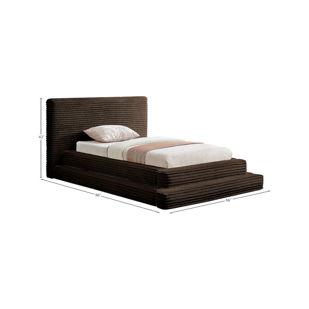 Drew Brown Corduroy Fabric Twin Bed. Picture 6