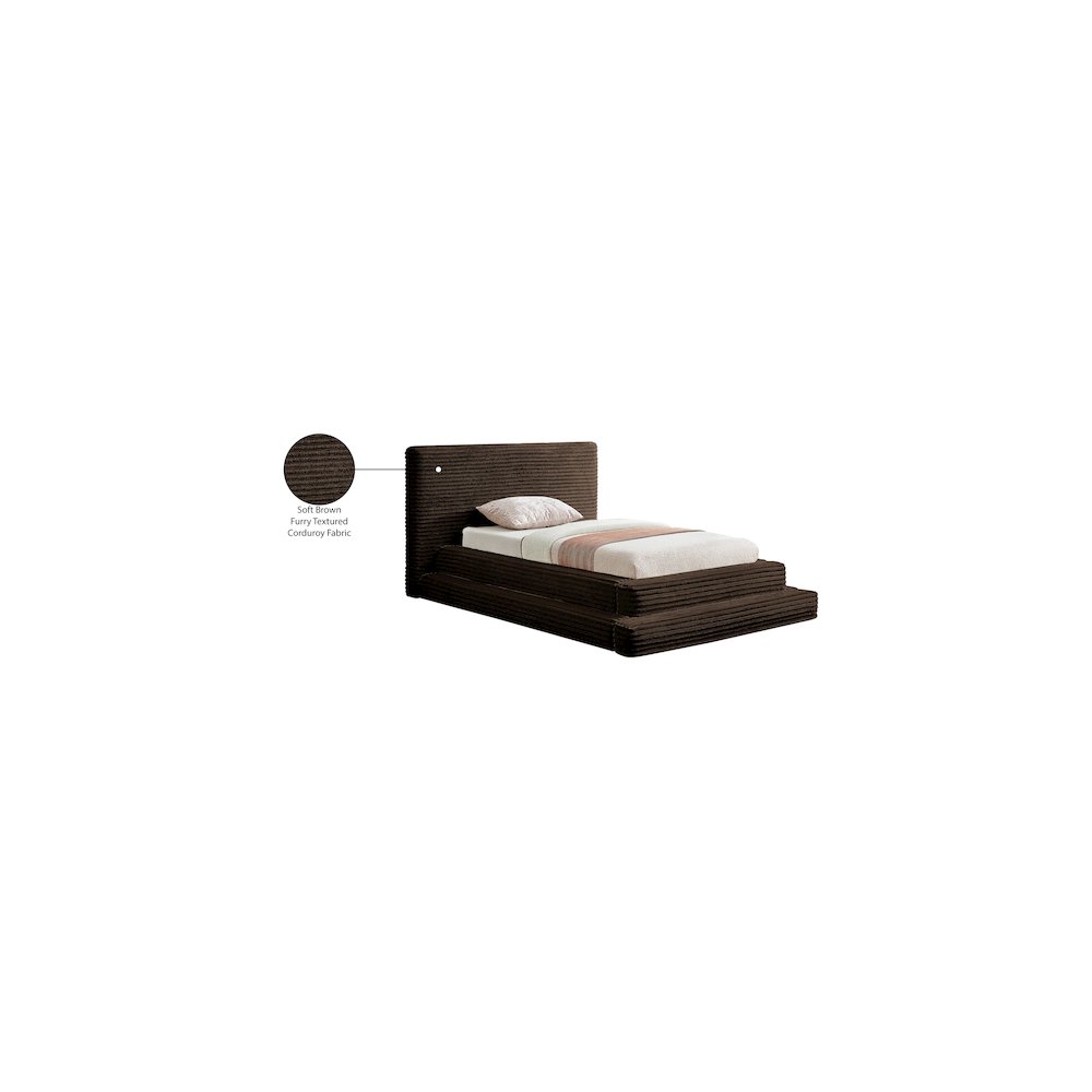 Drew Brown Corduroy Fabric Twin Bed. Picture 7
