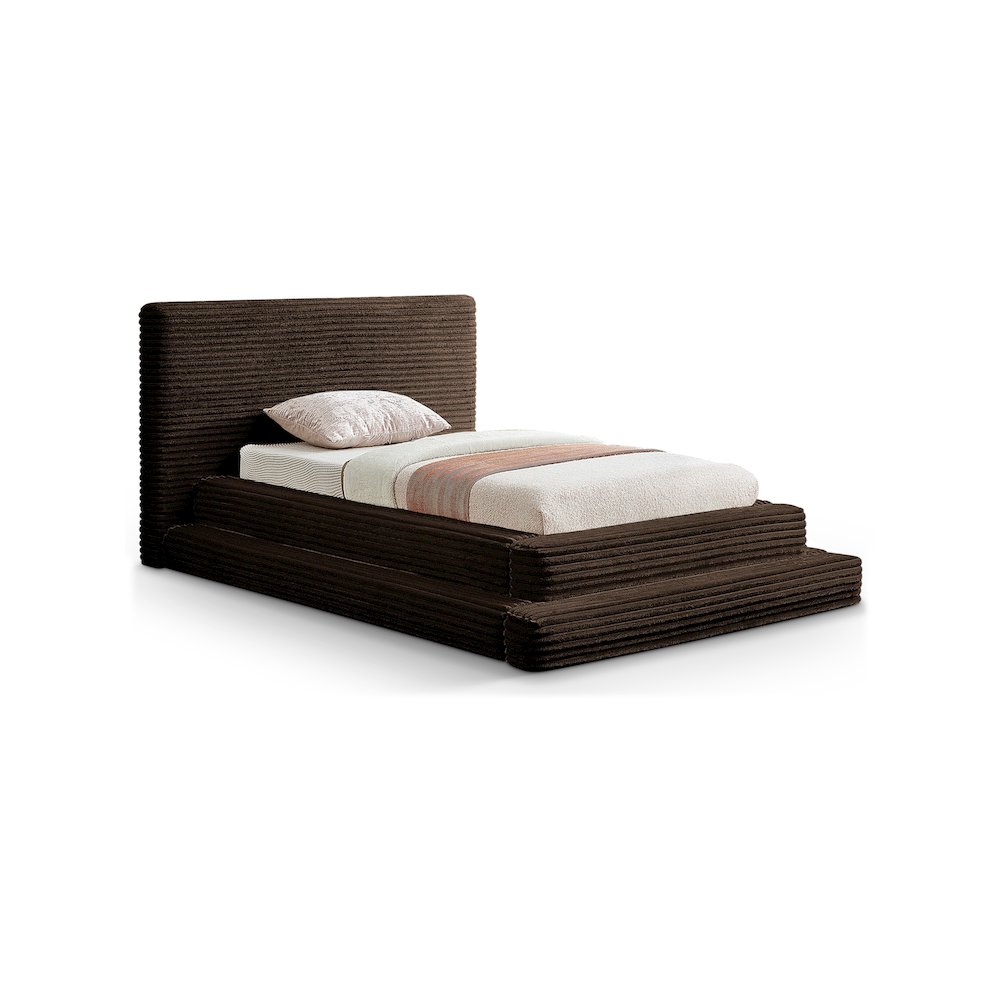 Drew Brown Corduroy Fabric Twin Bed. Picture 1
