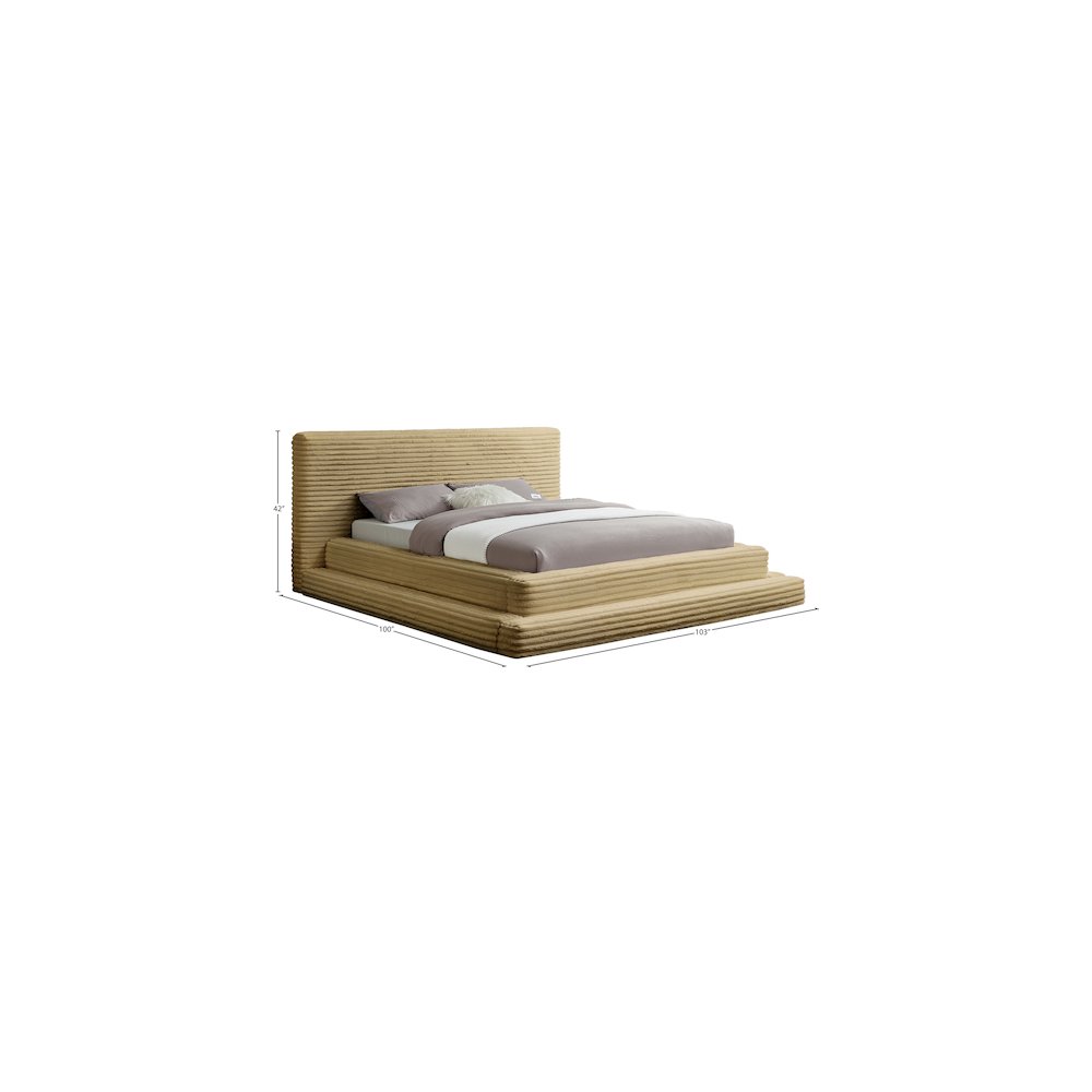 Drew Camel Corduroy Fabric King Bed. Picture 6
