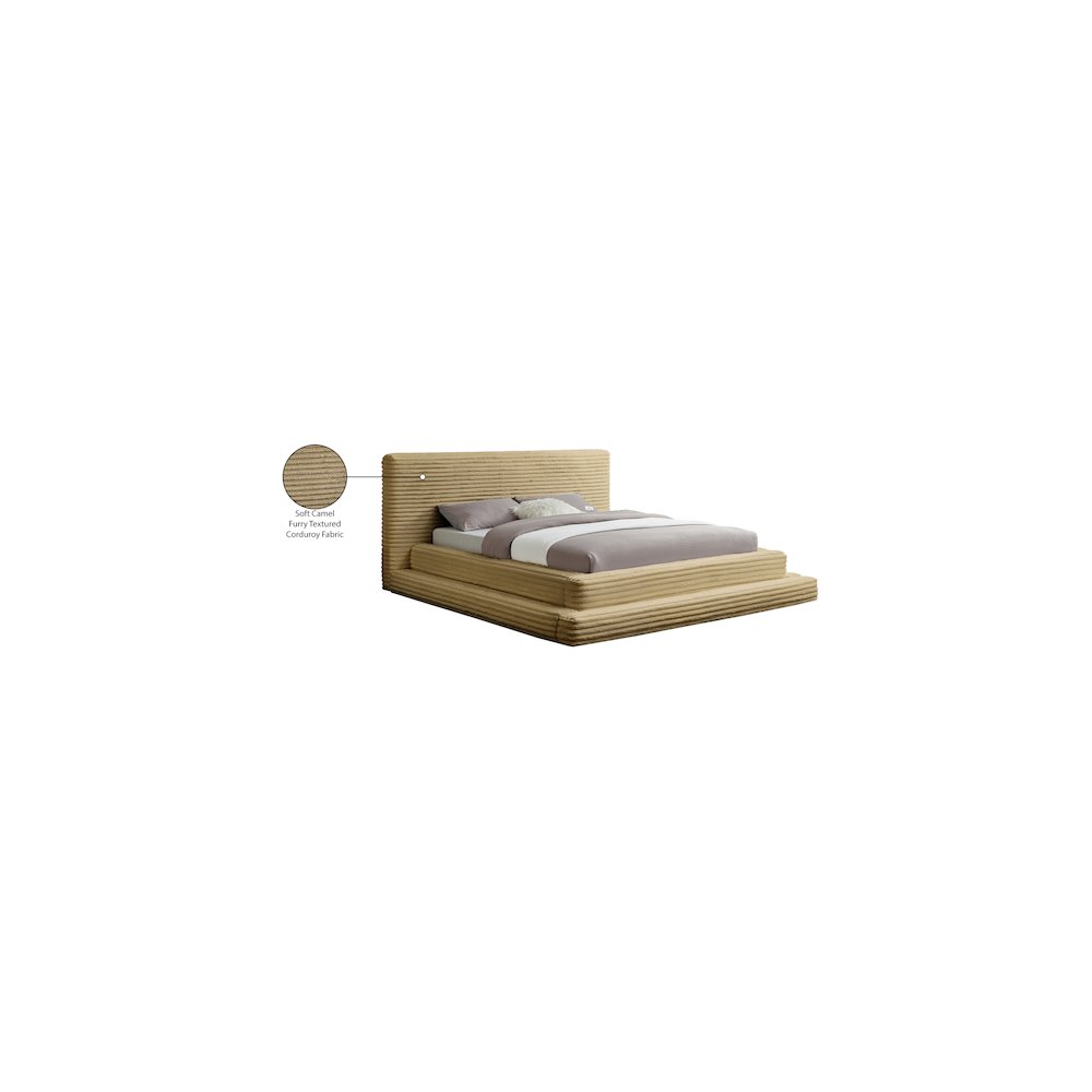 Drew Camel Corduroy Fabric King Bed. Picture 7