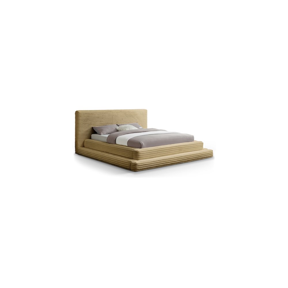 Drew Camel Corduroy Fabric King Bed. Picture 1
