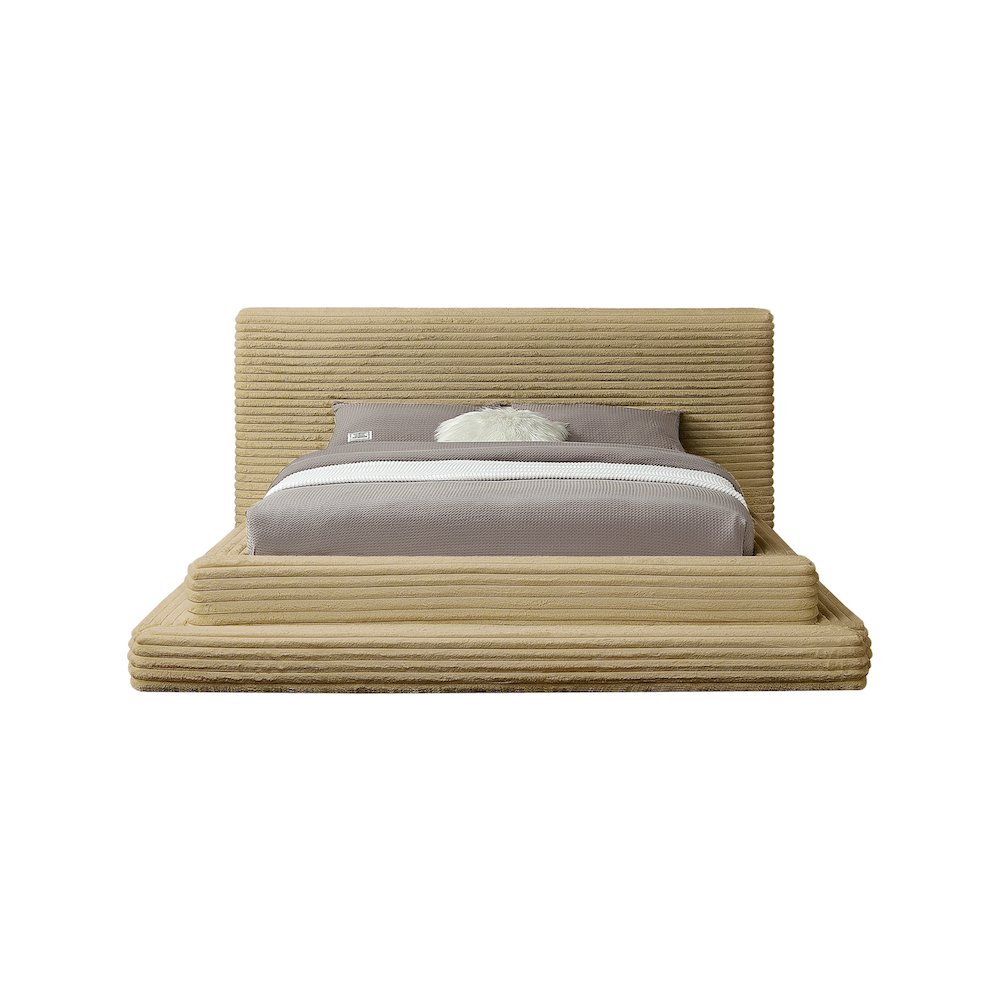 Drew Camel Corduroy Fabric King Bed. Picture 2
