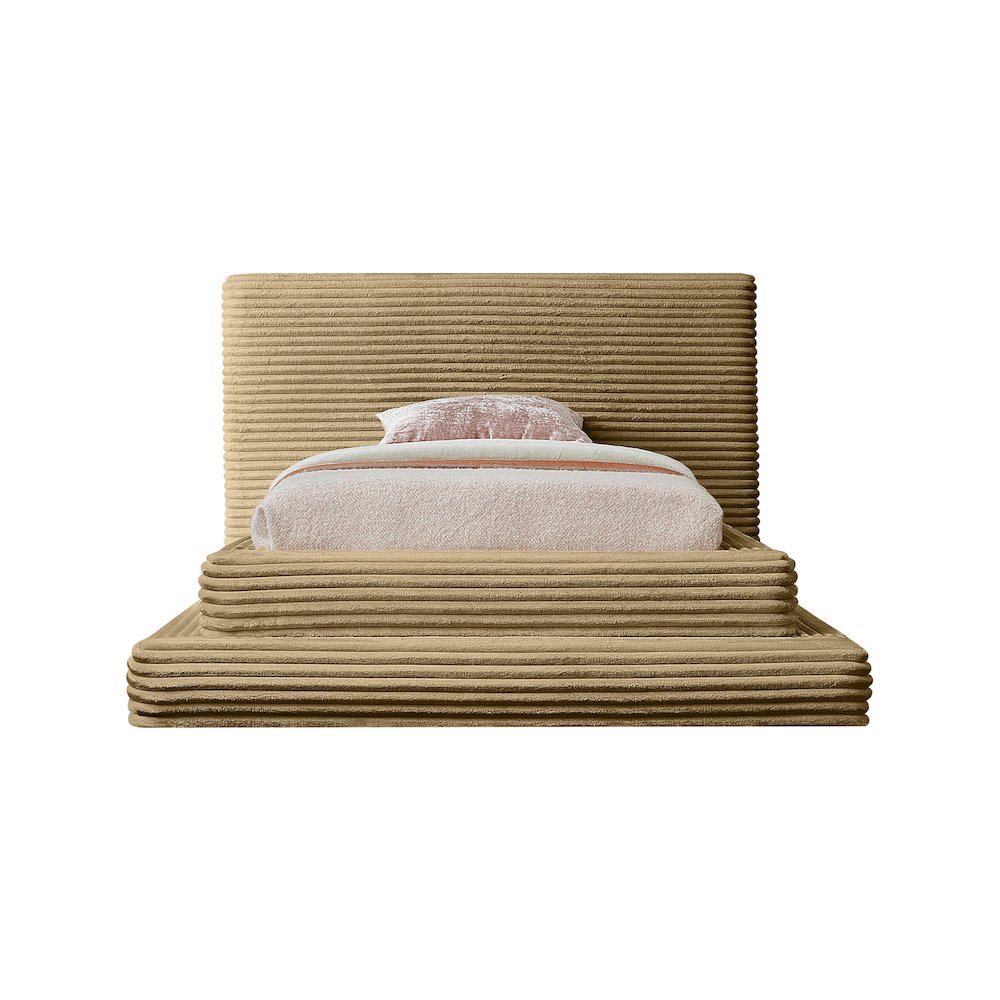 Drew Camel Corduroy Fabric Twin Bed. Picture 2