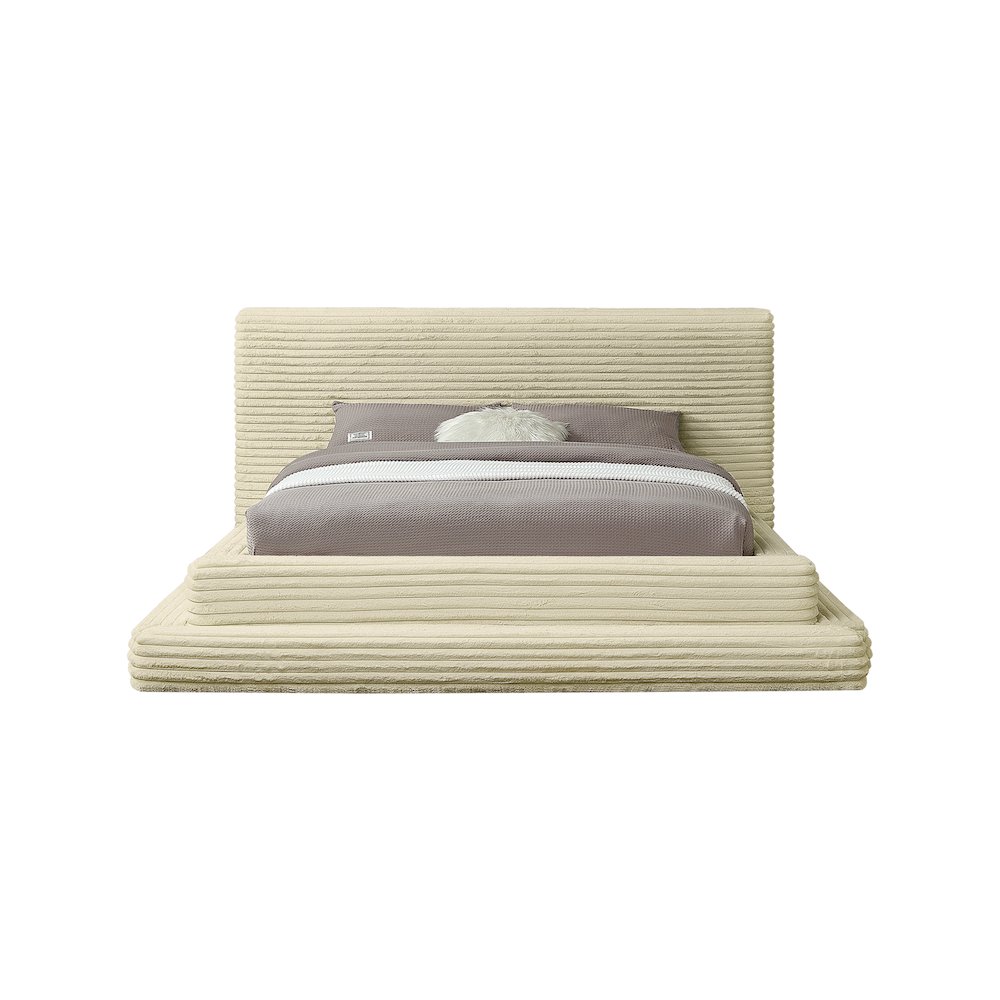 Drew Cream Corduroy Fabric Full Bed. Picture 2