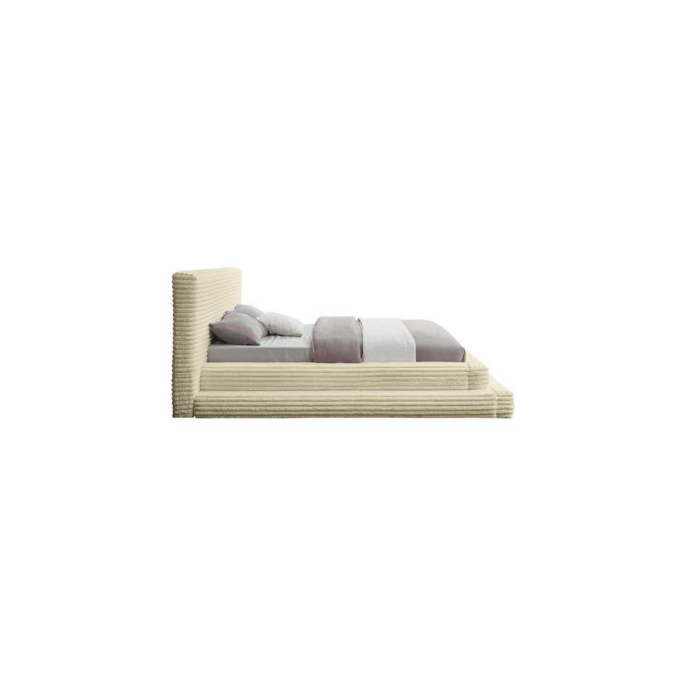 Drew Cream Corduroy Fabric Full Bed. Picture 3
