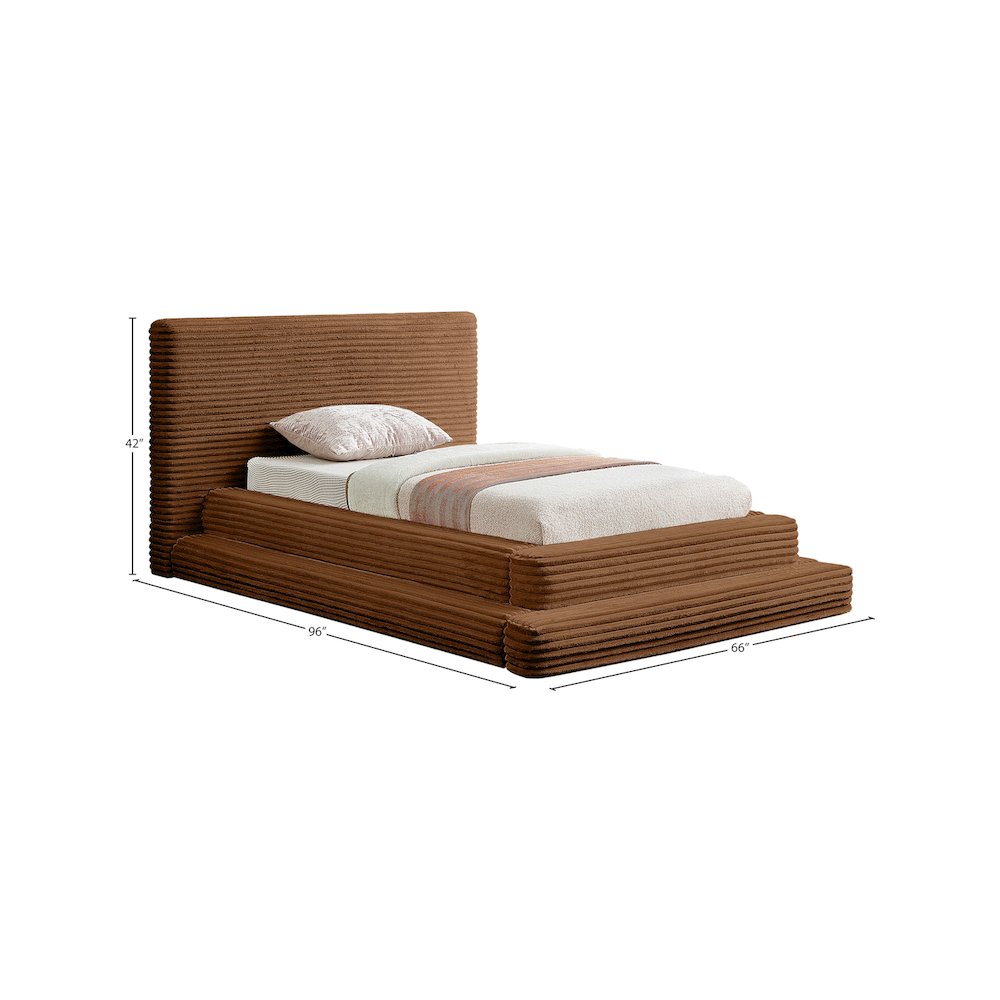 Drew Saddle Corduroy Fabric Twin Bed. Picture 6