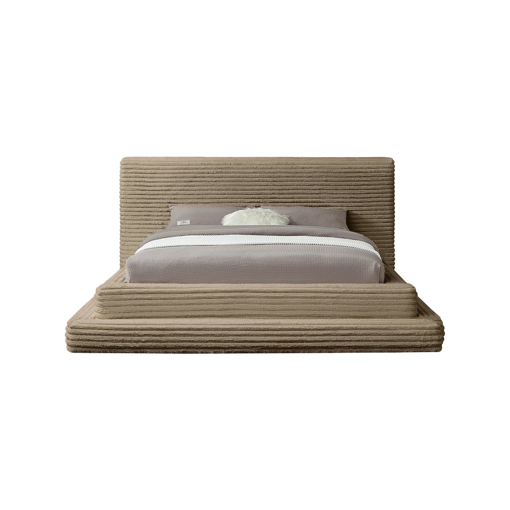 Drew Taupe Corduroy Fabric King Bed. Picture 2