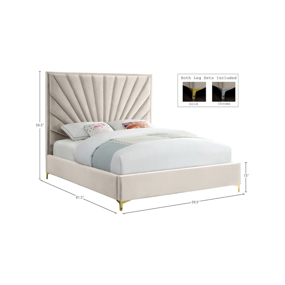 Eclipse Cream Velvet Full Bed. Picture 8