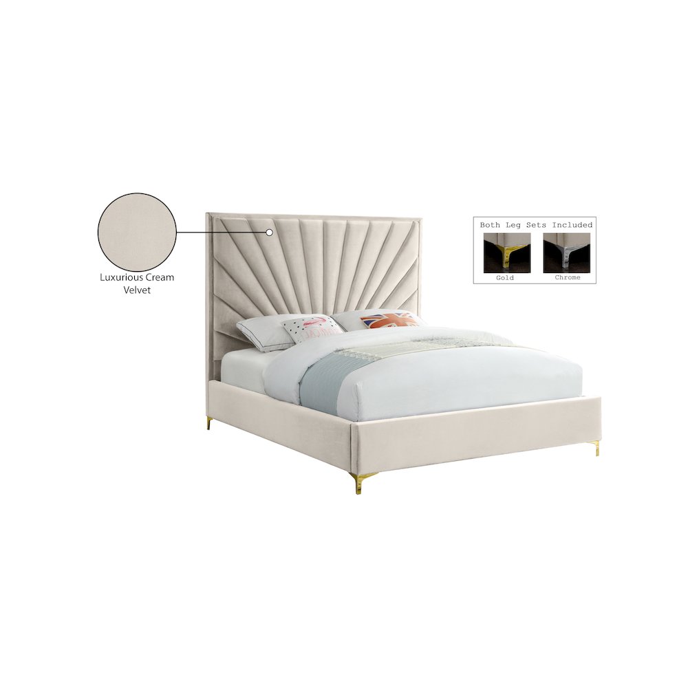 Eclipse Cream Velvet Full Bed. Picture 9