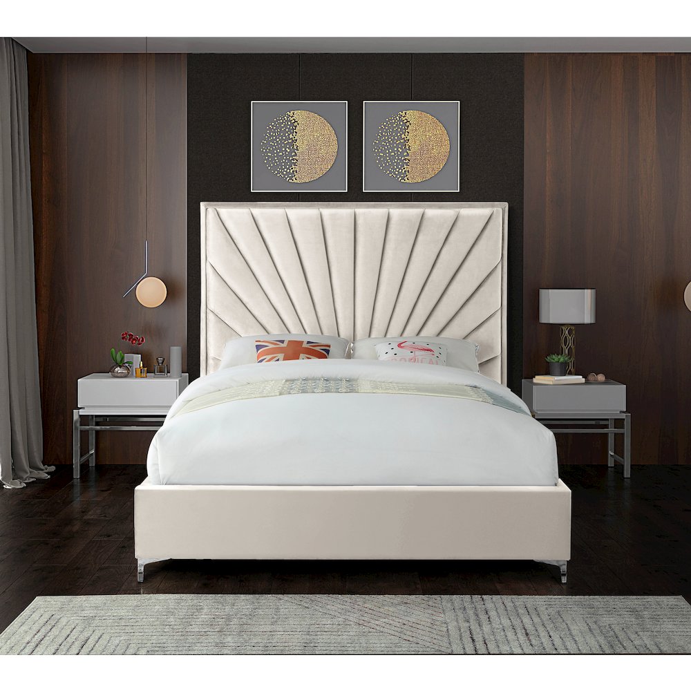 Eclipse Cream Velvet Full Bed. Picture 4