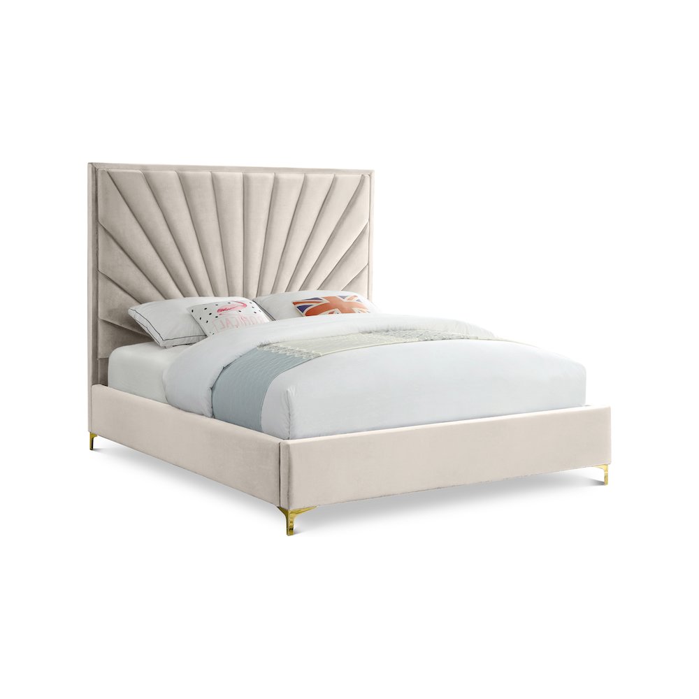 Eclipse Cream Velvet King Bed. Picture 1