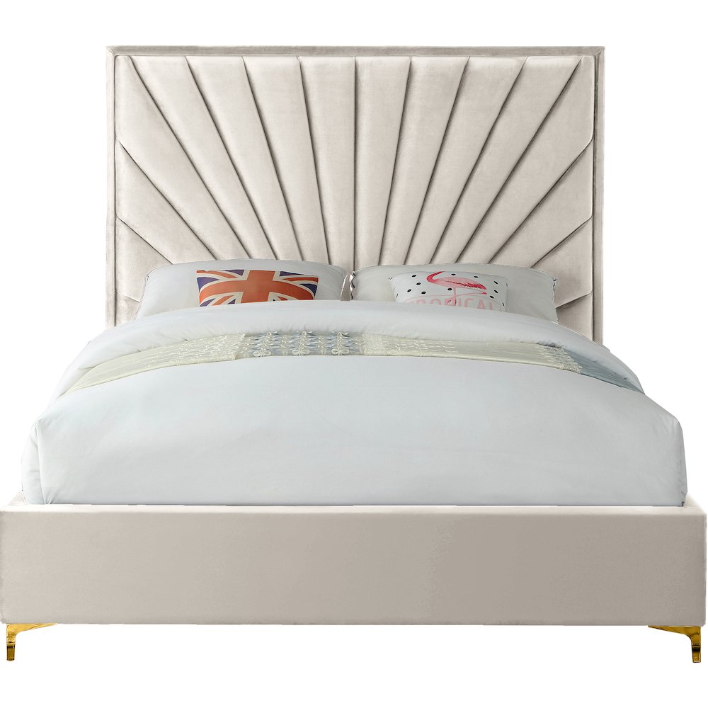 Eclipse Cream Velvet King Bed. Picture 6