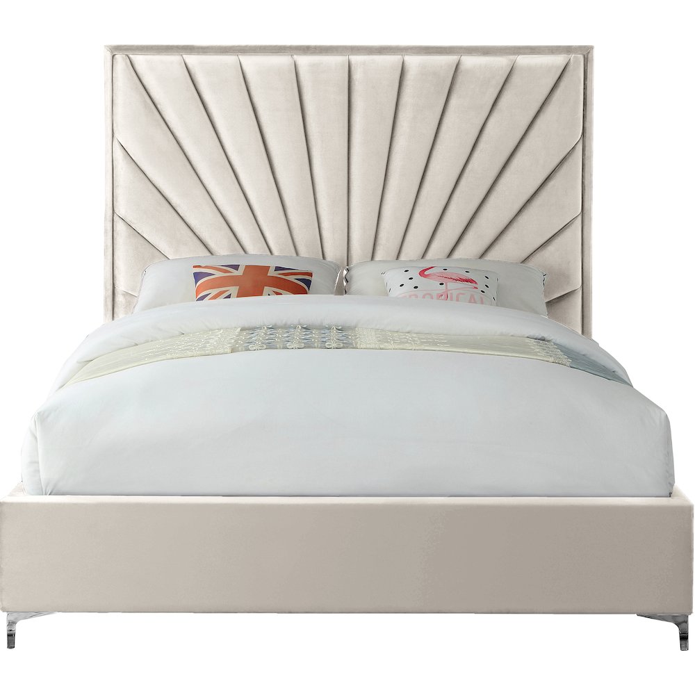 Eclipse Cream Velvet King Bed. Picture 7