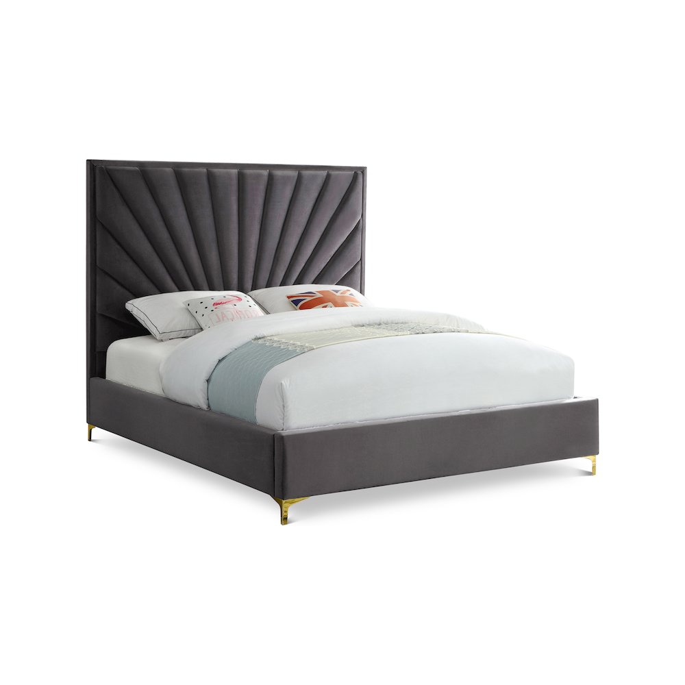 Eclipse Grey Velvet King Bed. Picture 1