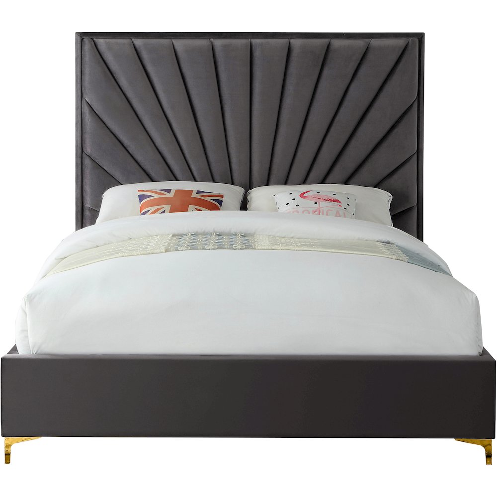 Eclipse Grey Velvet King Bed. Picture 6