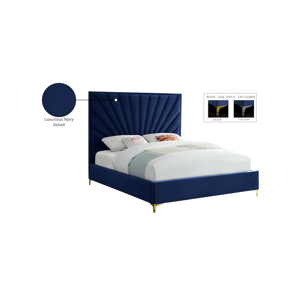 Eclipse Navy Velvet King Bed. Picture 9