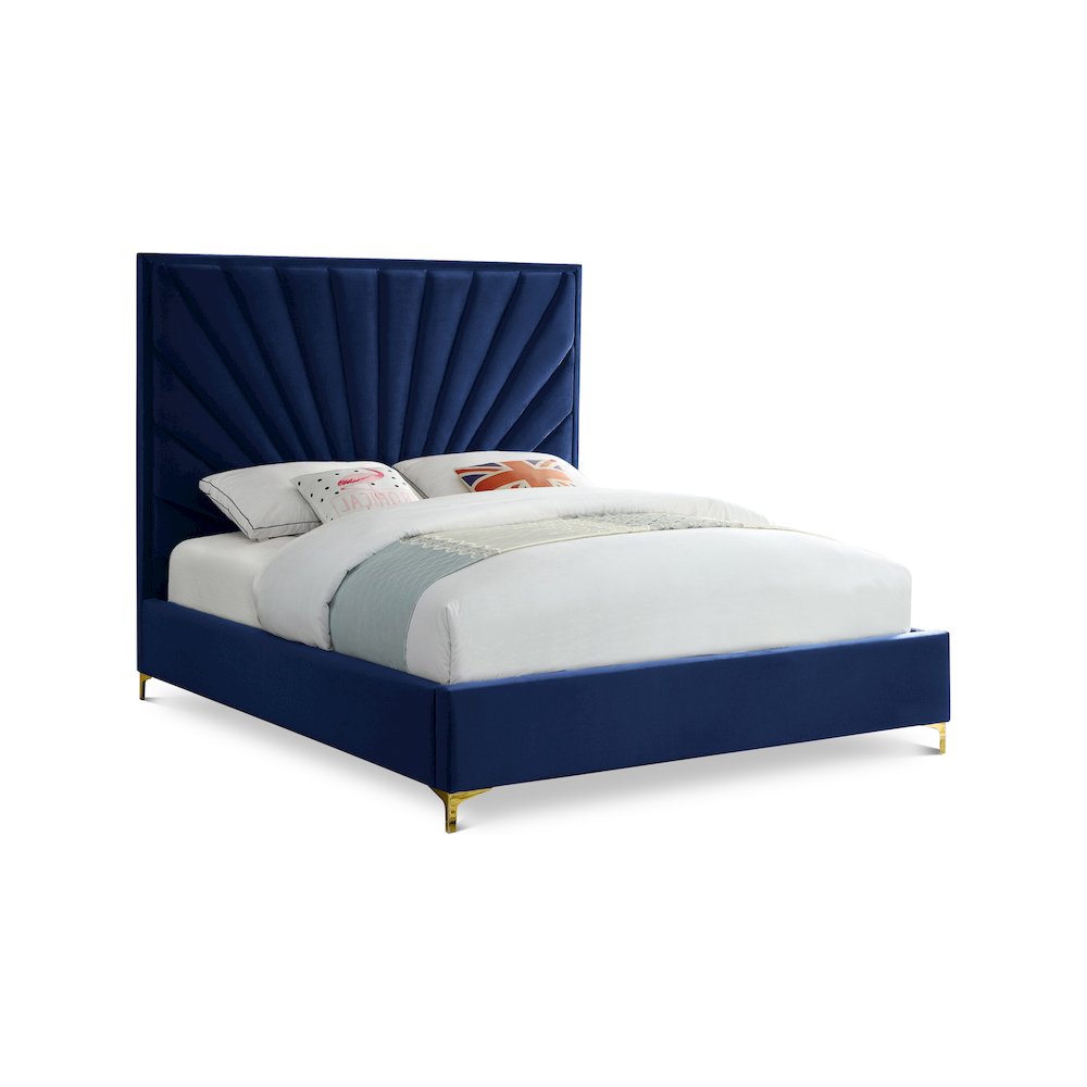 Eclipse Navy Velvet King Bed. Picture 1