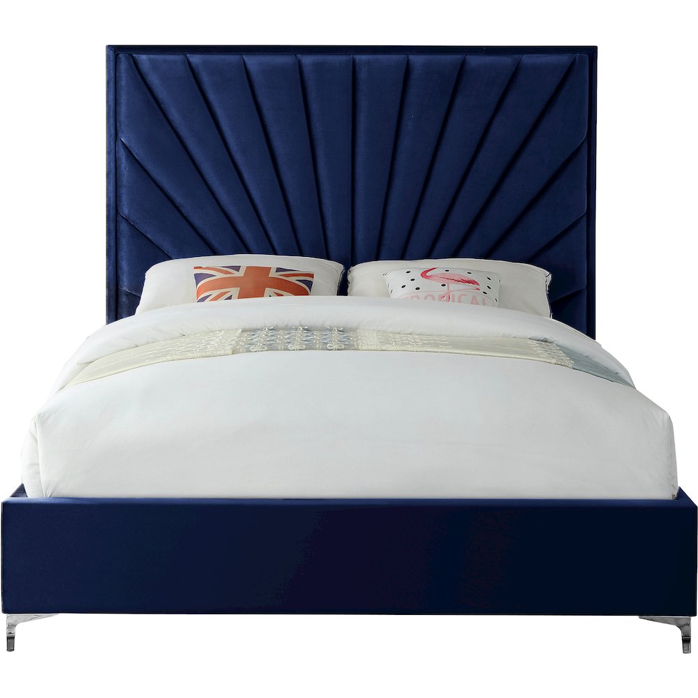 Eclipse Navy Velvet Queen Bed. Picture 7