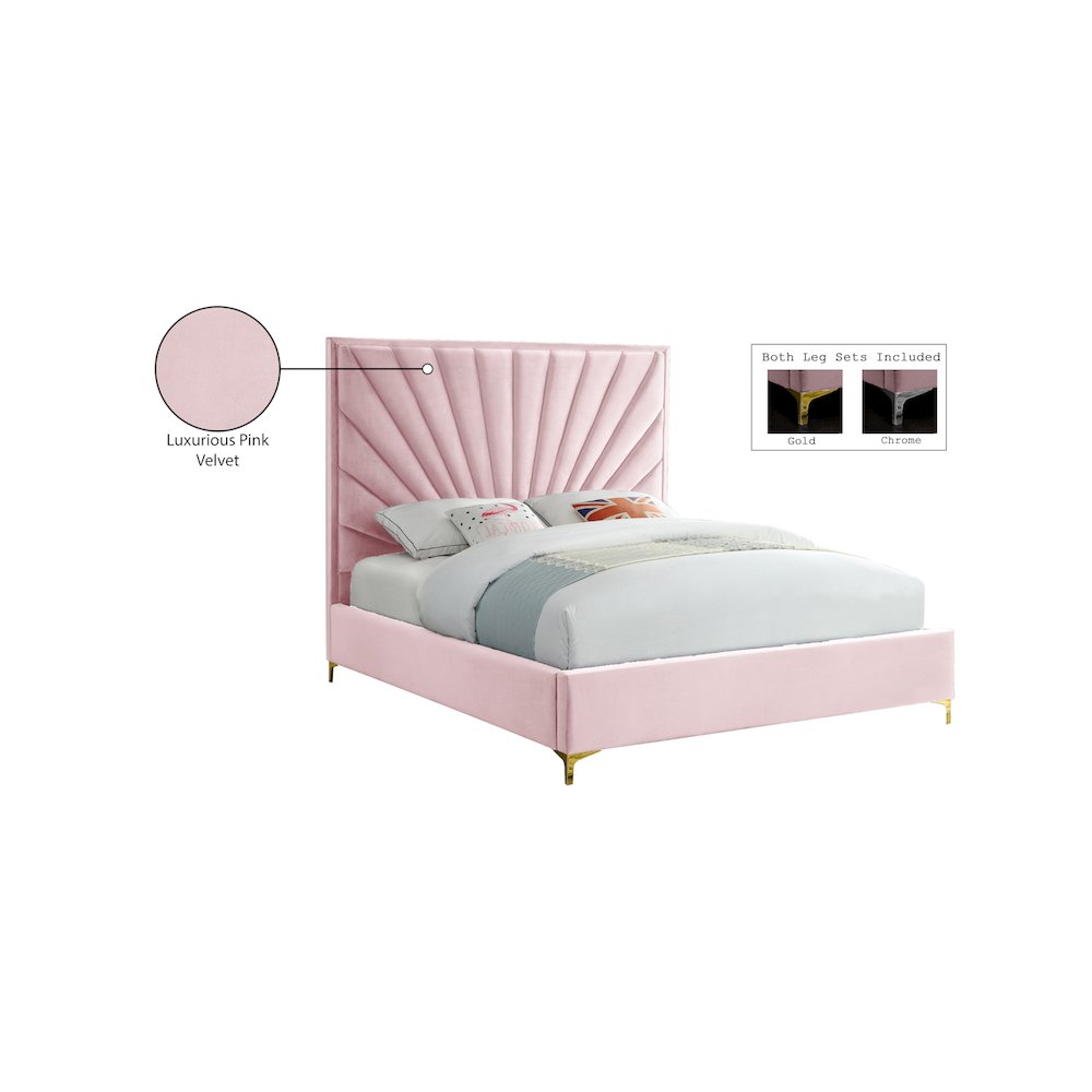 Eclipse Pink Velvet King Bed. Picture 9