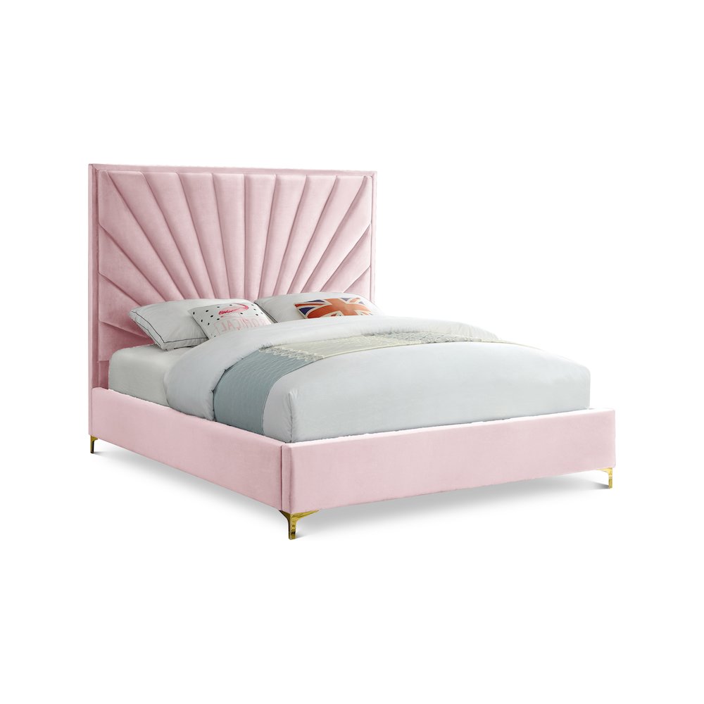 Eclipse Pink Velvet King Bed. Picture 1