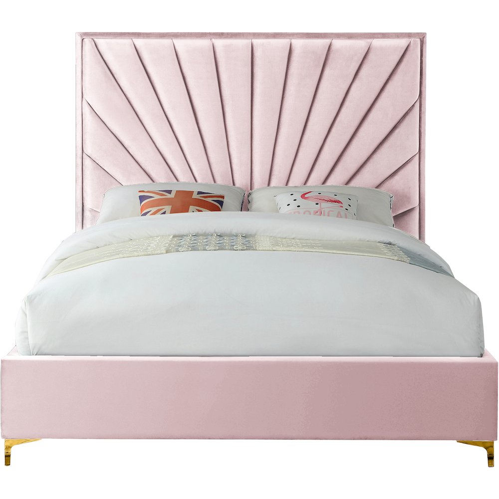 Eclipse Pink Velvet King Bed. Picture 6