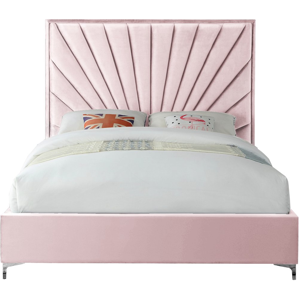 Eclipse Pink Velvet King Bed. Picture 7