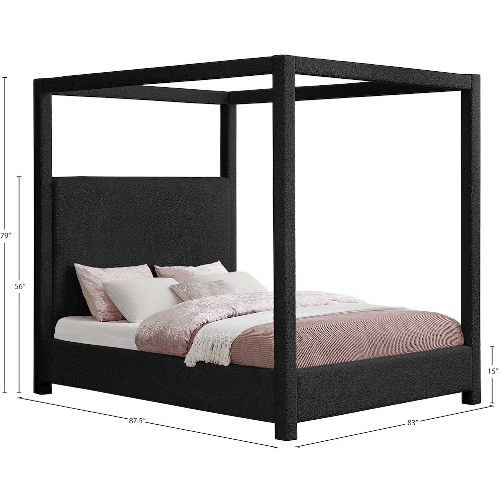 Eden Black Boucle Fabric King Bed. Picture 6