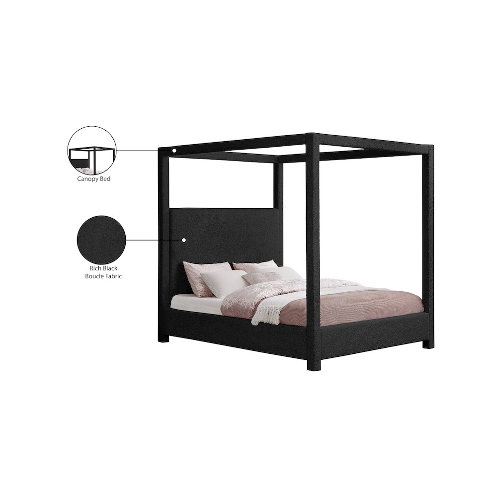 Eden Black Boucle Fabric King Bed. Picture 7