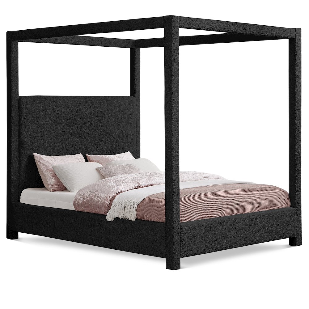 Eden Black Boucle Fabric King Bed. Picture 1