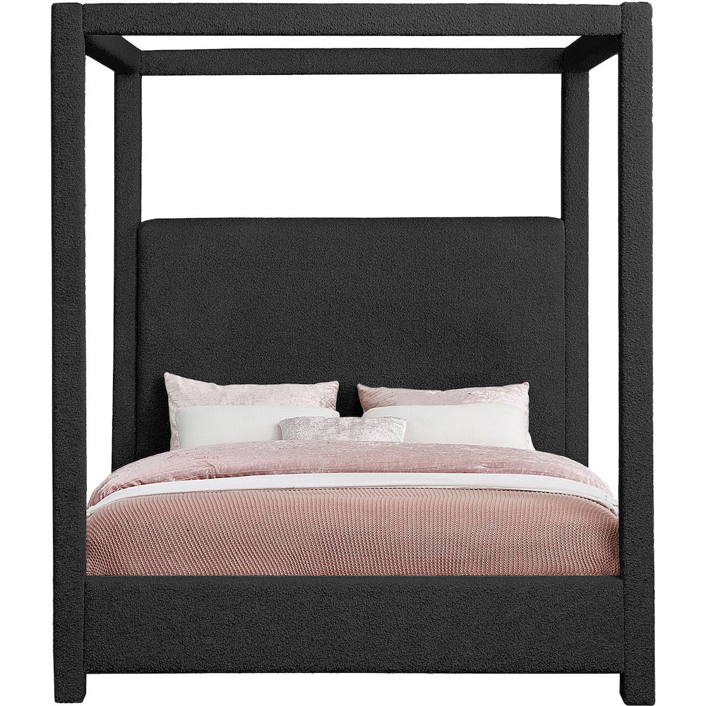 Eden Black Boucle Fabric King Bed. Picture 2
