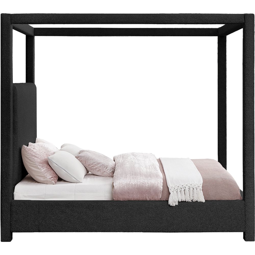 Eden Black Boucle Fabric King Bed. Picture 3